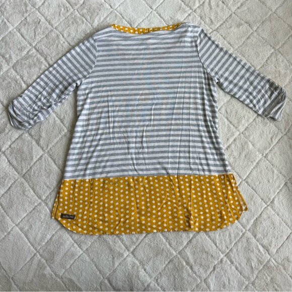 Matilda Jane | Gray & Yellow Oracle Tunic Top Stripes & Polka Dots | Size Medium - Picture 3 of 11